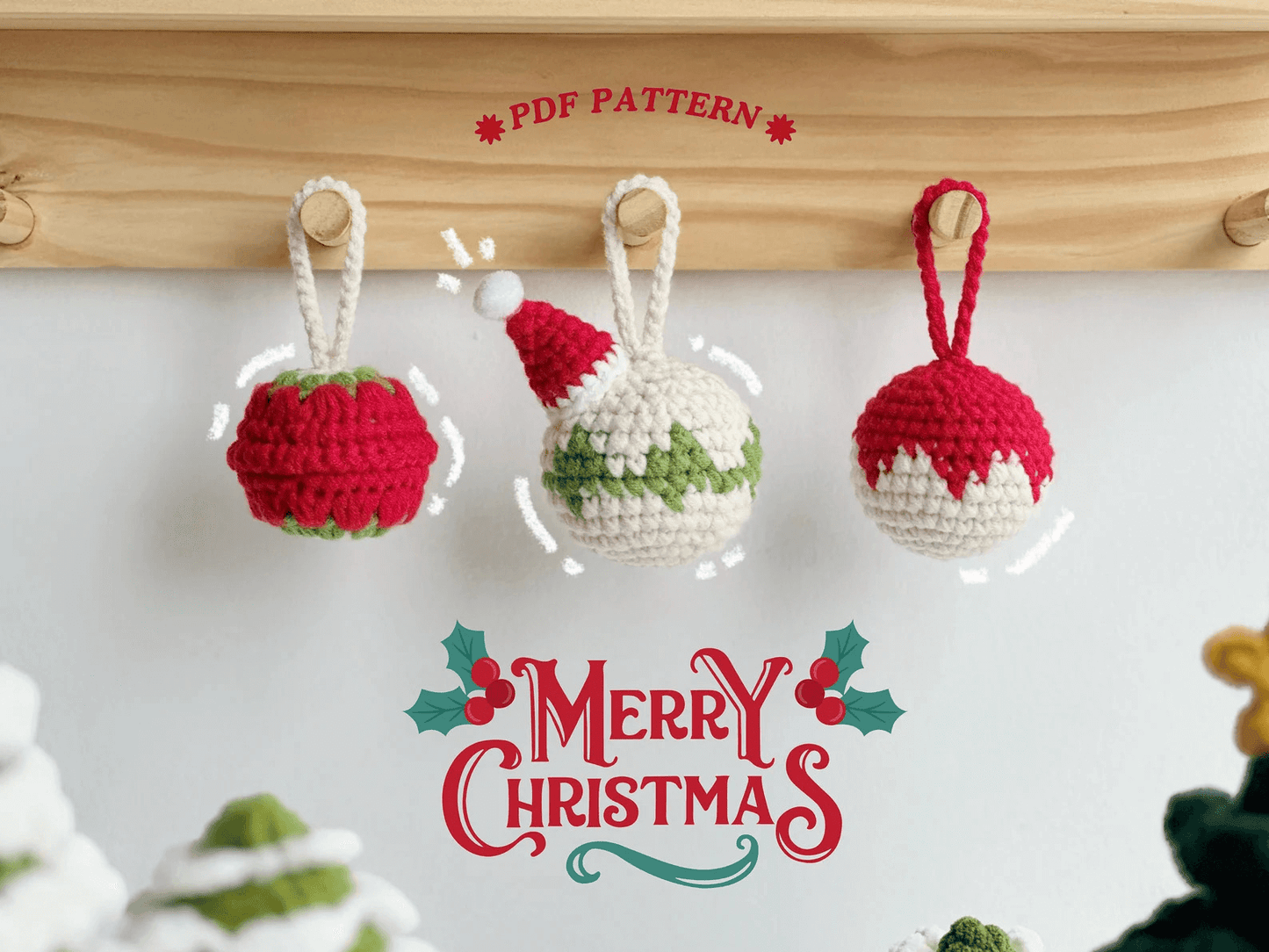 Bundle 5in1 Christmas Ornaments Car Hanging Crochet Pattern