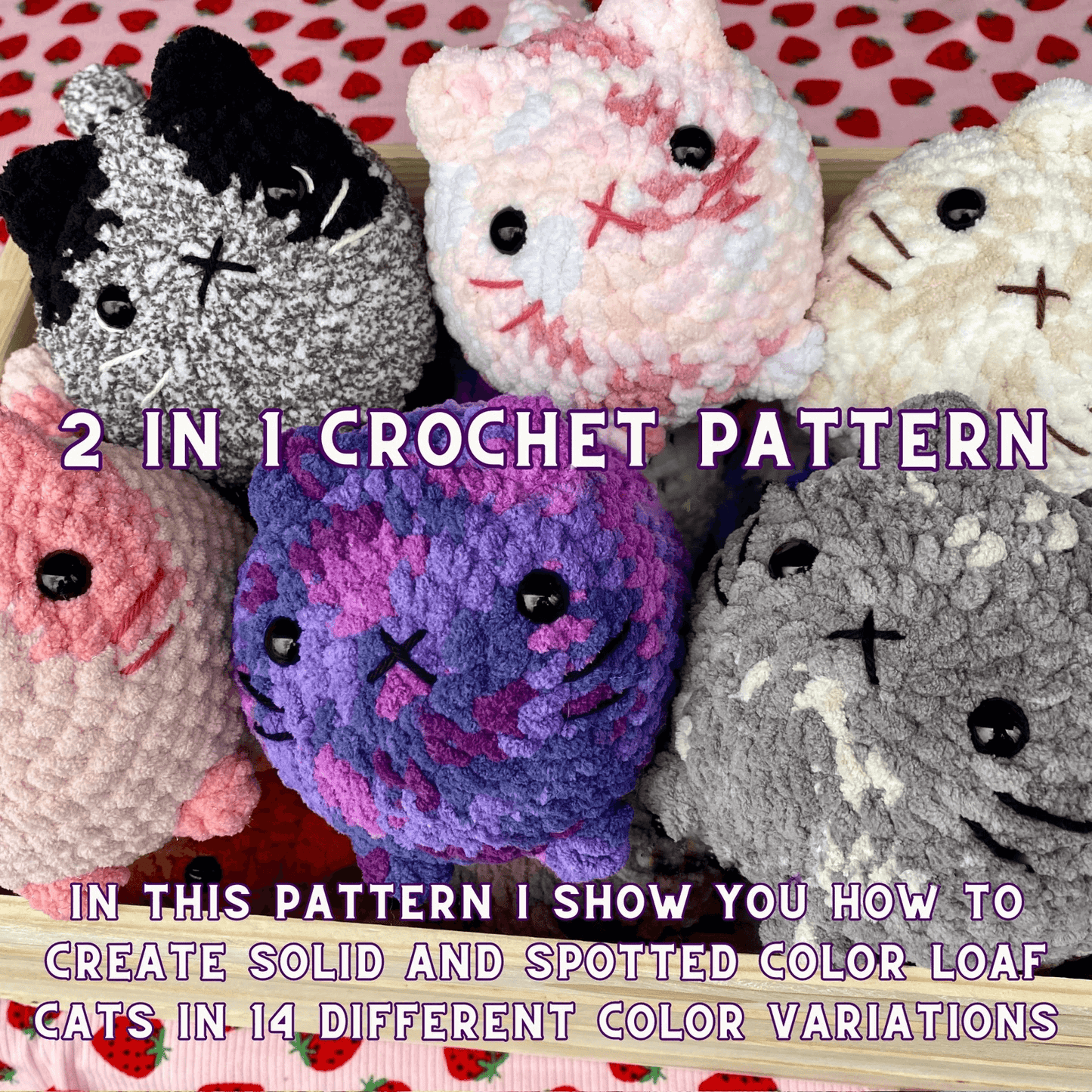 2-in-1 Crochet Pattern | Cute Loaf Cat Plushie Crochet Bundle