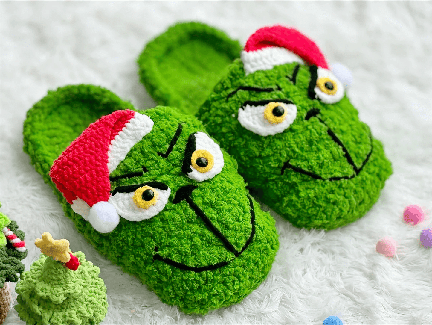 Festive Crochet: Grinch, Santa, Reindeer, and Christmas Tree Slipper Patterns