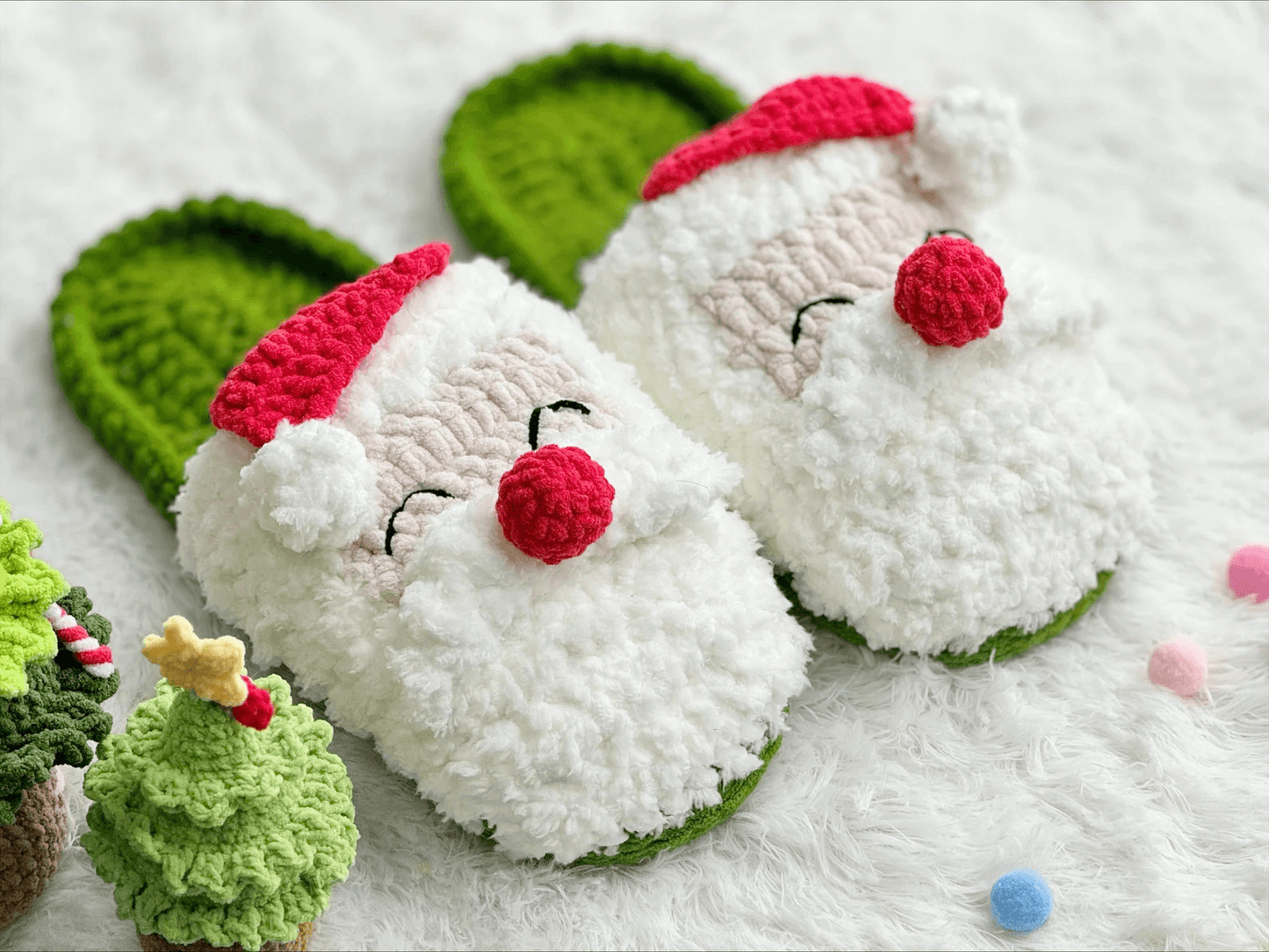 Festive Crochet: Grinch, Santa, Reindeer, and Christmas Tree Slipper Patterns